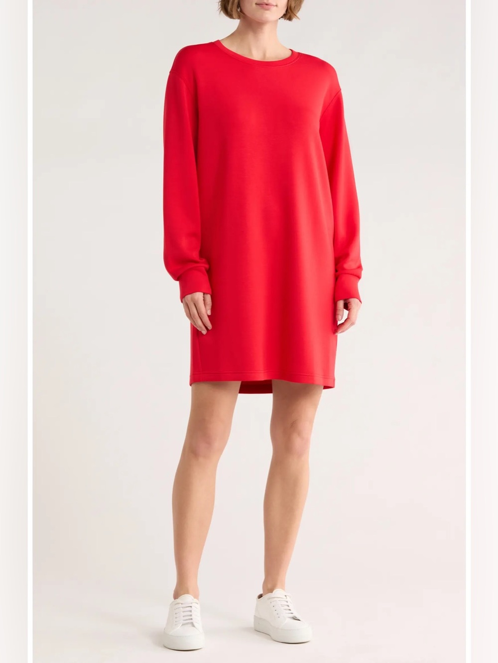 NWT Spanx Long Sleeve Sweater Dress Size Medium Red Classic Crew Neck